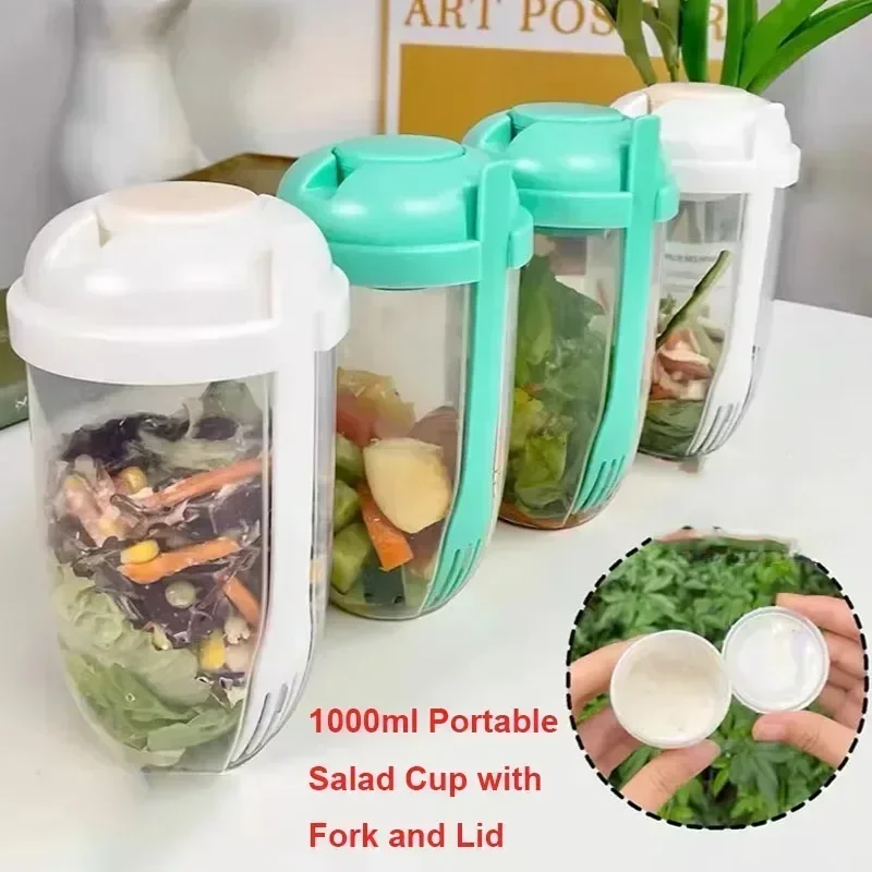Meal Prep Bowl - Taşınabilir Salata Kasesi, Kapaklı ve Çatalı