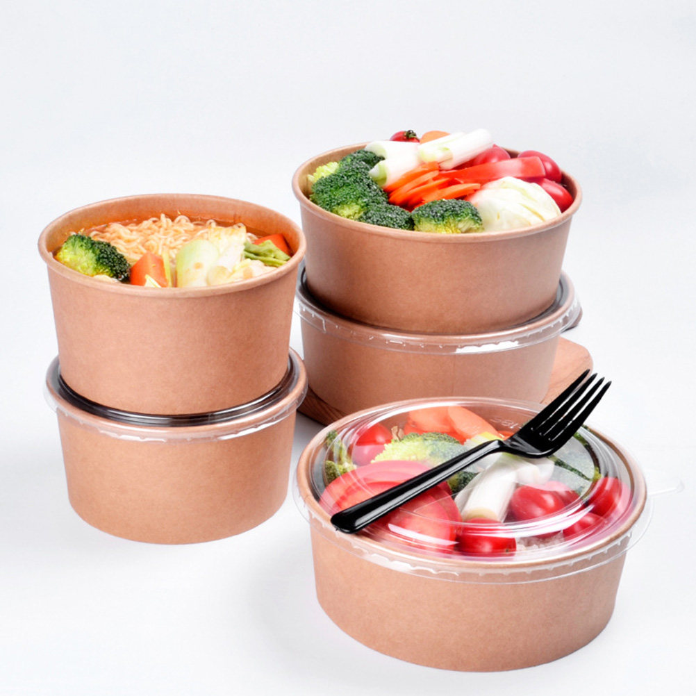 Meal Prep Bowl - 20 adet Kraft Kağıt Kase Kapaklı