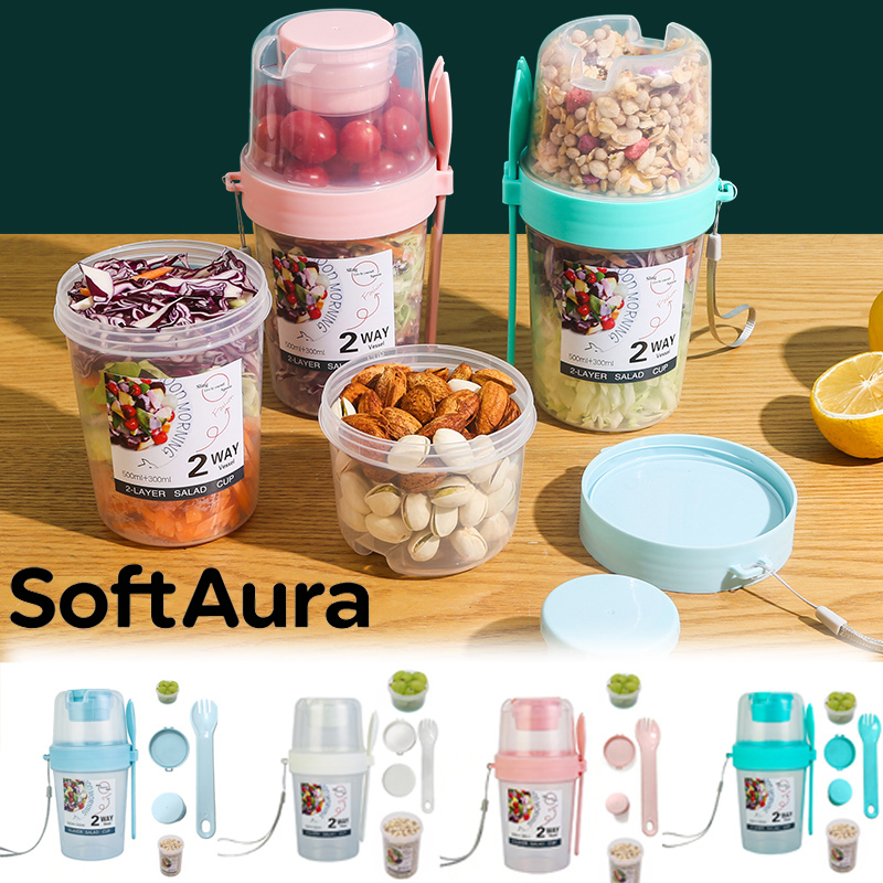 Meal Prep Bowl - SoftAura Taşınabilir Kahvaltılık Bardaklar Salata Kabı